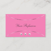 薄桃色、シルバーデカール、スパークルダイヤモンド 名刺 (正面)