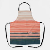 薄桃、珊瑚、オレンジ色のパターストライプのン エプロン (正面)