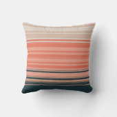 薄桃、珊瑚、オレンジ色のパターストライプのン クッション (裏面)