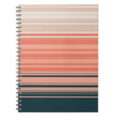 薄桃、珊瑚、オレンジ色のパターストライプのン ノートブック (正面)