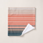 薄桃、珊瑚、オレンジ色のパターストライプのン バスタオルセット (ウォッシュタオル)