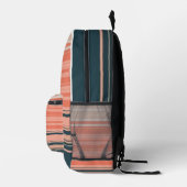 薄桃、珊瑚、オレンジ色のパターストライプのン プリントバックパック (右)
