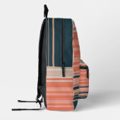 薄桃、珊瑚、オレンジ色のパターストライプのン プリントバックパック (左)