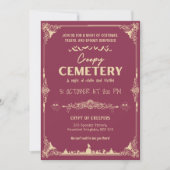 薄気味悪い墓地ダークピンクとピーチオレンジ 招待状 (正面)