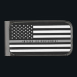 薄灰色ラインアメリカ国旗のモノグラム ガンメタルマネークリップ<br><div class="desc">このマネークリップは、矯正将校に敬意を表して、黒と白の薄い灰色のラインのアメリカのフラグとパーソナライズするための名前を備えている。</div>