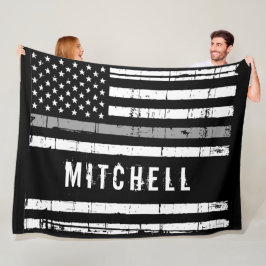 薄灰色ラインパーソナライズされた矯正官  フリースブランケット