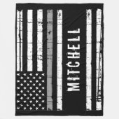 薄灰色ラインパーソナライズされた矯正官  フリースブランケット (正面)