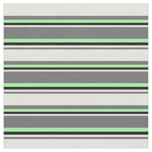 薄灰色、淡黄色、黒および緑のパターン ファブリック (クローズアップ)