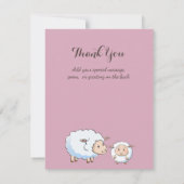 薄紅色の灰色の子羊の少女シャワー用品 招待状 (裏面)