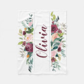 薄紅色の花パーソナライズされた フリースブランケット (正面)