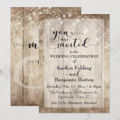 薄素朴い茶色の木材、軽いストリン結婚グ、 招待状 (正面/裏面)
