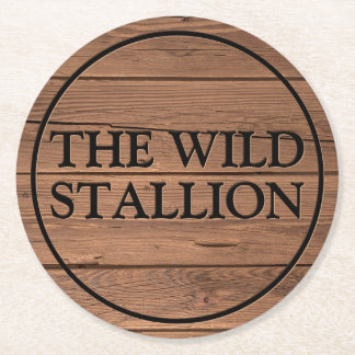 薄素朴褐色の木フェイク彫り名バー ラウンドペーパーコースター