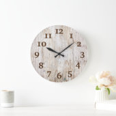 薄素朴褐色の風化木材 ラージ壁時計 (ホーム)