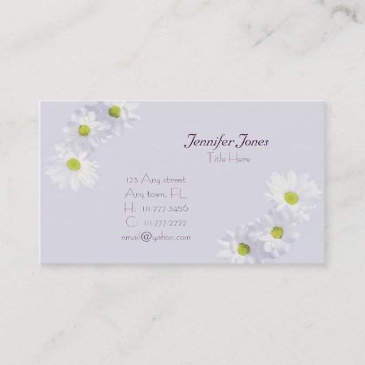 薄紫およびデイジーの花の名刺 名刺 (正面)