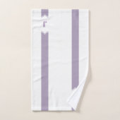 薄紫および白いモノグラムのストライプ バスタオルセット (ハンドタオル)