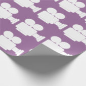 薄紫および白いCINEのカメラのモチーフ ラッピングペーパー (角)