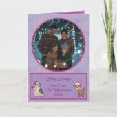 薄紫お洒落ホリデーフォトフォールドホリデーカード シーズンカード (正面)