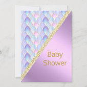 薄紫かわいらしマーメイド赤ちゃんシャワー招待状金ゴールド 招待状 (正面)