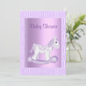 薄紫かわいらしロッキング馬赤ちゃんシャワー招待状 招待状 (スタンド正面)