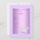 薄紫かわいらしロッキング馬赤ちゃんシャワー招待状 招待状 (裏面)
