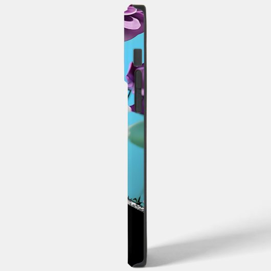 薄紫かわいらし紫ピンクの花が青 Case-Mate iPhoneケース (裏面 / 左)