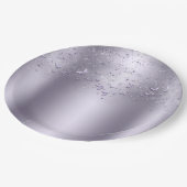 薄紫きらめくフラッタバタフライスウィート16パーティー ペーパープレート (アングル)