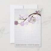 薄紫とクリームフラワーウェデ素朴ィングRSVPカード 出欠カード (裏面)