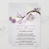 薄紫とクリームフラワー素朴結婚式招待状 招待状 (正面/裏面)