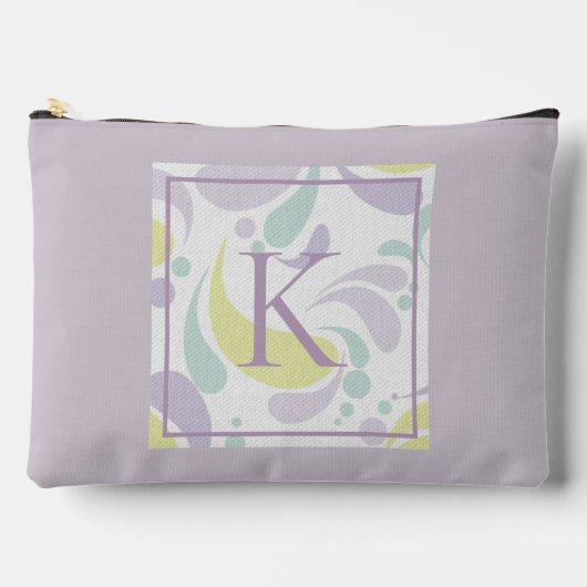 薄紫とグリーンパステルライトパターンモノグラム アクセサリーポーチ (正面)