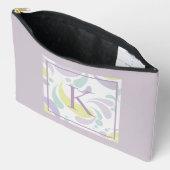 薄紫とグリーンパステルライトパターンモノグラム アクセサリーポーチ (見開き)