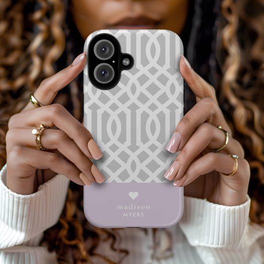 薄紫とグレートレリスハートモノグラム Case-Mate iPhoneケース