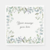 薄紫とセージ緑のフローラ緑あなたのメッセージ スタンダードランチョンナプキン (正面)