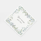 薄紫とセージ緑のフローラ緑あなたのメッセージ スタンダードランチョンナプキン (角)