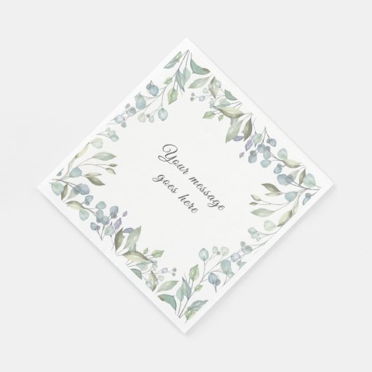 薄紫とセージ緑のフローラ緑あなたのメッセージ スタンダードランチョンナプキン (角)
