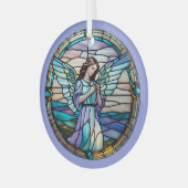 薄紫とターコイズエンジェル染色 ガラスオーナメント (正面左)