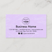 薄紫とハートによるロゴ割引のミニマル追加 ロイヤリティカード (裏面)