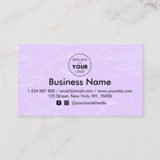 薄紫とハートによるロゴ割引のミニマル追加 ロイヤリティカード (裏面)