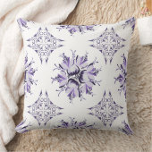薄紫とパープルインキー花模様装飾用クッション クッション (ブランケット)