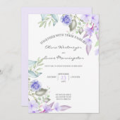 薄紫とピンクの春の花フレーム 招待状 (正面/裏面)