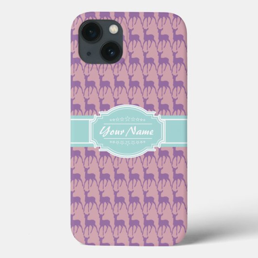 薄紫とピンクシカ、ミントパーソナライズされた名 Case-Mate iPhoneケース (裏面)