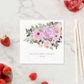 薄紫とピンクフローラブーケベビーシャワーカスタム スタンダードカクテルナプキン (インサイチュ)