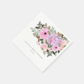 薄紫とピンクフローラブーケベビーシャワーカスタム スタンダードカクテルナプキン (角)