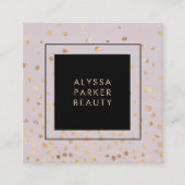 薄紫とフェイク金ゴールドルックドット スクエア名刺 (正面)