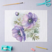 薄紫とブルーアネモネ花水色 薄葉紙 (クラフト)