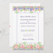 薄紫とプニー洗練された結婚式招待状 招待状 (正面/裏面)