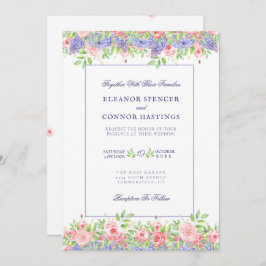 薄紫とプニー洗練された結婚式招待状 招待状