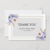薄紫とベージュフラワーズフラットサンキューカード サンキューカード (正面)