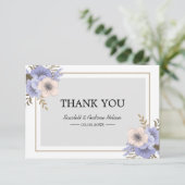 薄紫とベージュフラワーズフラットサンキューカード サンキューカード (スタンド正面)