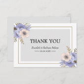 薄紫とベージュフラワーズフラットサンキューカード サンキューカード (正面/裏面)