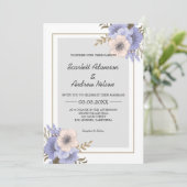 薄紫とベージュ結婚の花 招待状 (スタンド正面)